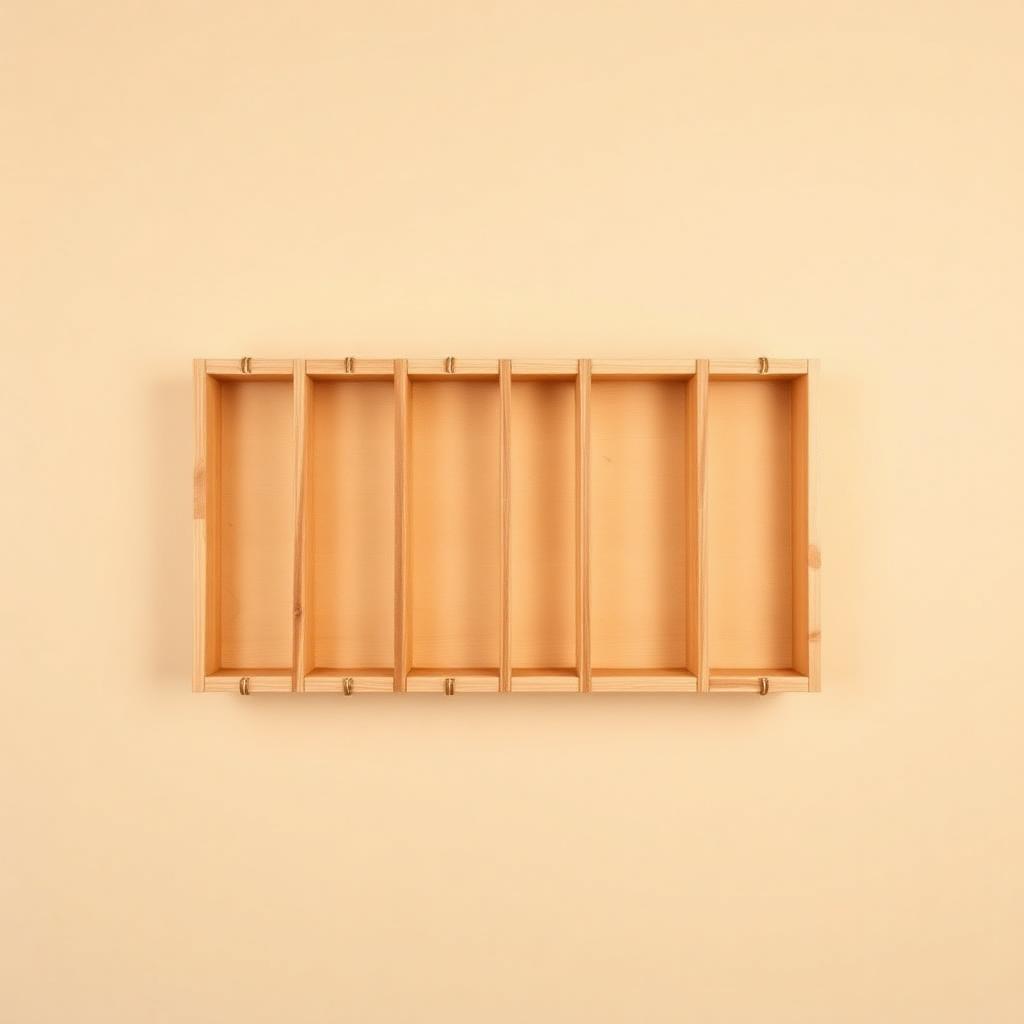 Six expandable bamboo drawer dividers arranged neatly