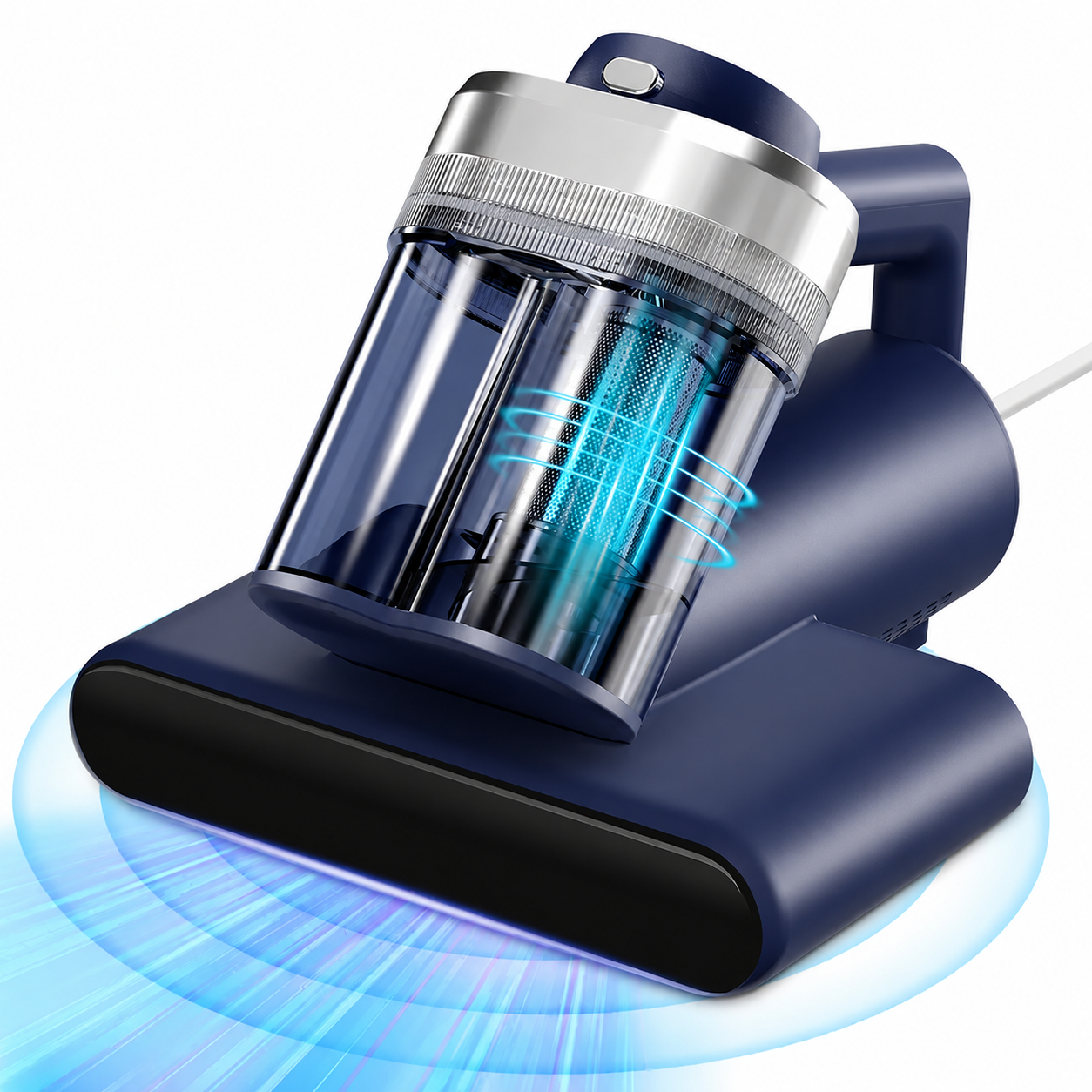 Navy blue 15000Pa handheld cordless vacuum with clear dust cup