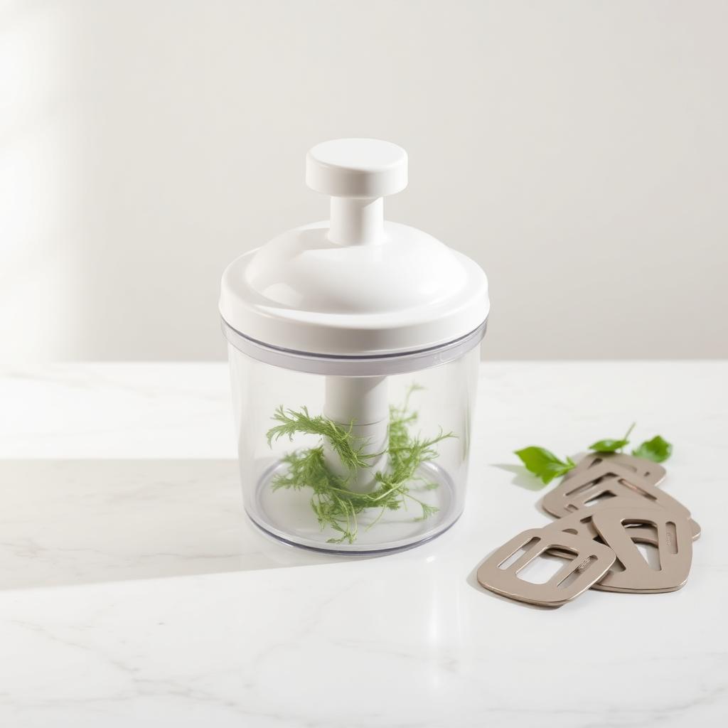 Manual vegetable chopper with clear catch container and blade inserts