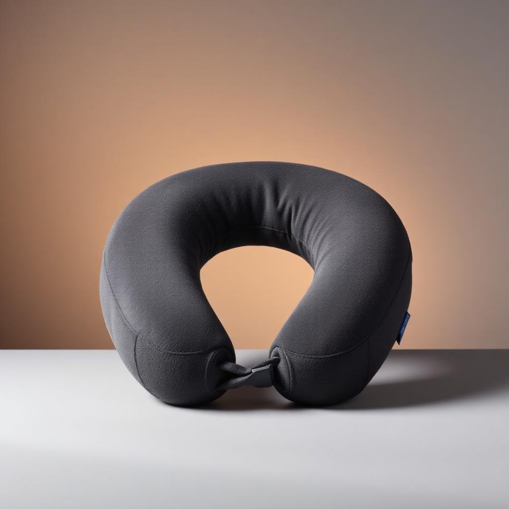 Memory foam travel neck pillow in charcoal with adjustable clasp