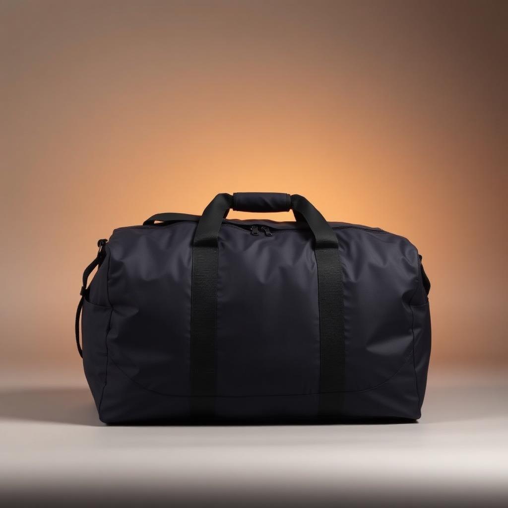 Foldable 40 liter duffel bag in charcoal ripstop nylon with padded straps
